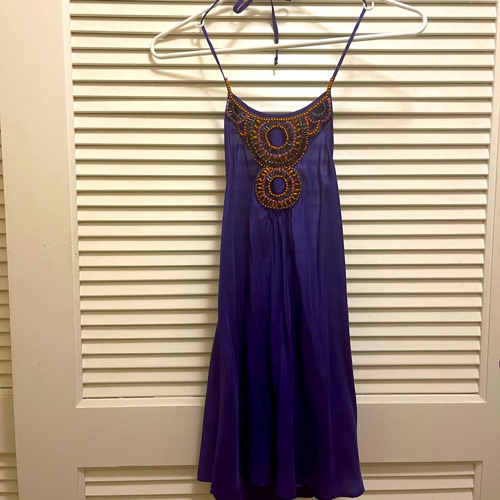 Tina Turk silk purple halter top